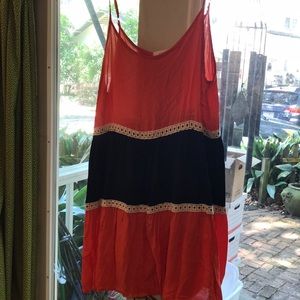 Orange and blue dress